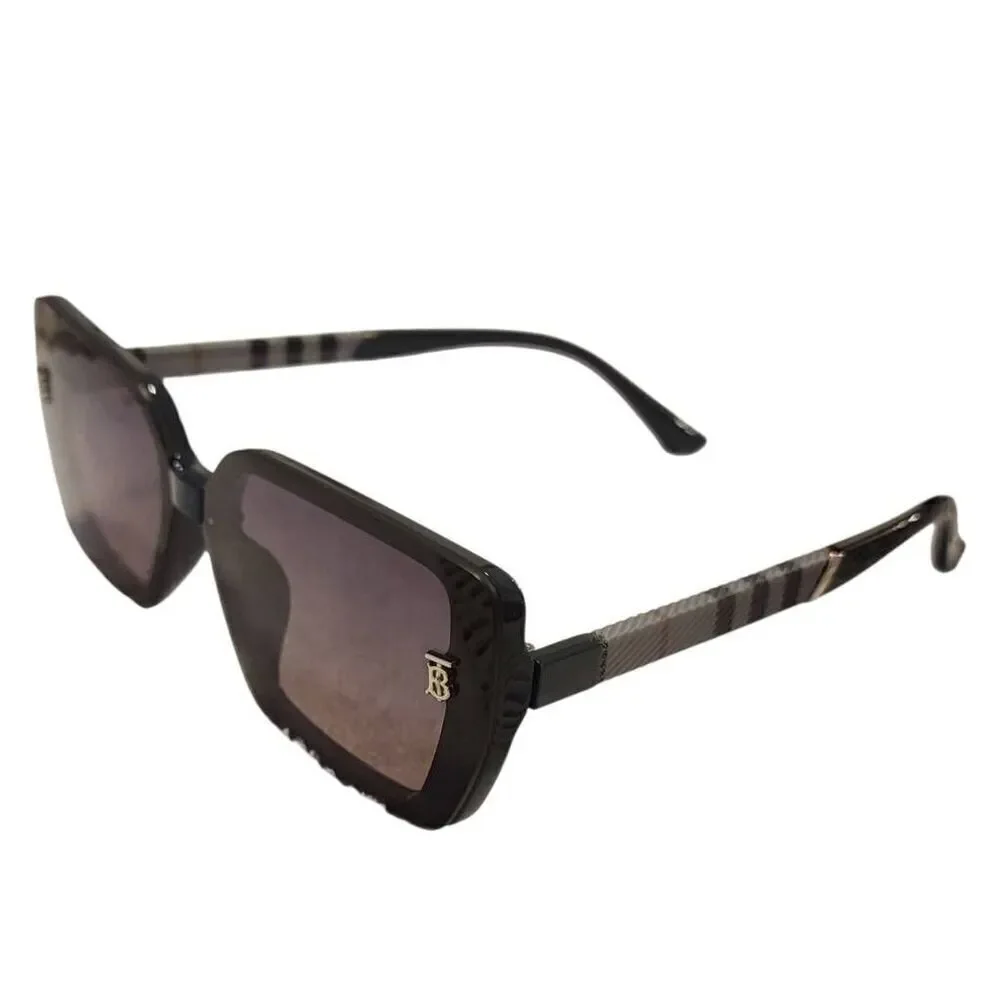 Fashion Checkered Pattern Black Frame Sunglasses